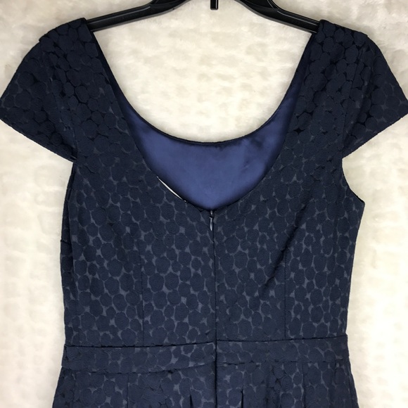 Paper Crown Anthro Dark Blue Rosette Print Dress M - Picture 7 of 8